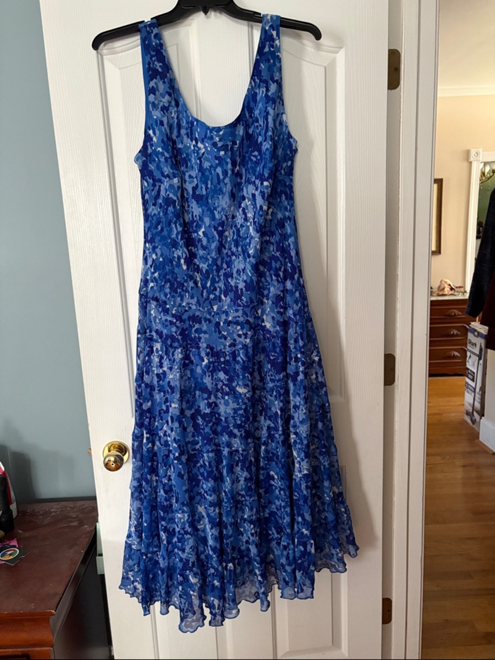 Jones New York Blue Printed Sleeveless Maxi Dress